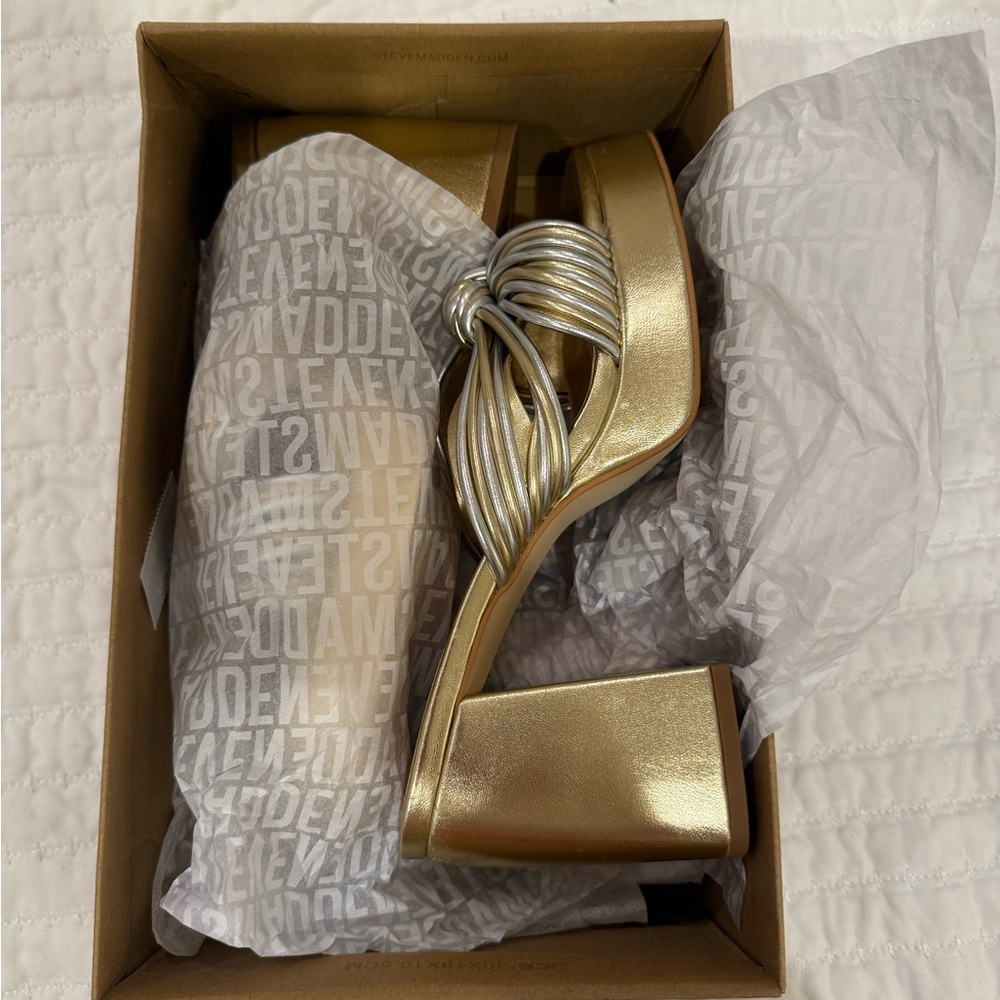 Steve Madden Gold and Silver Platform Heels - Picture 4 of 5